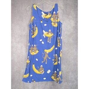 Nick And Nora Sock Monkey Print Pajamas Nightgown Cotton Size M